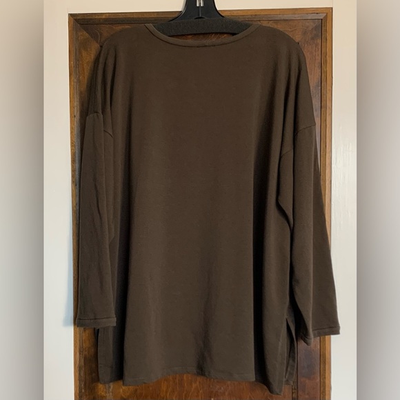 Eileen Fisher Brushed Terry Long Box Top Olive 2X - Picture 3 of 5